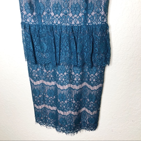 Anthro | Maeve Blue Lace Peplum Dress Size Small - Picture 3 of 6